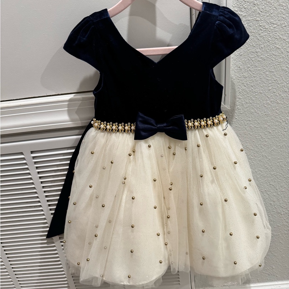 American Princess Navy Dress with Gold Accents